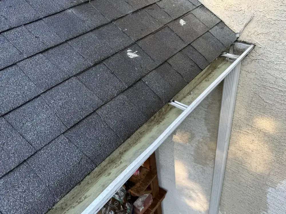Clean gutter after weed and debris removal