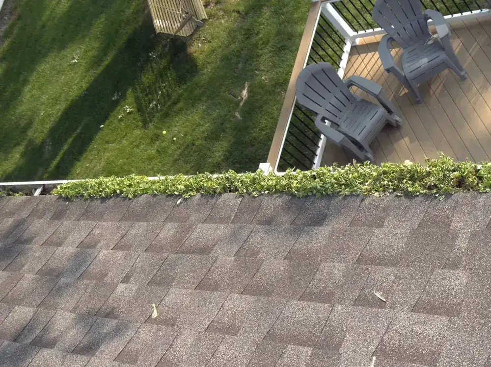 Gutter cleaning in Radnor PA before and after debris removal, before